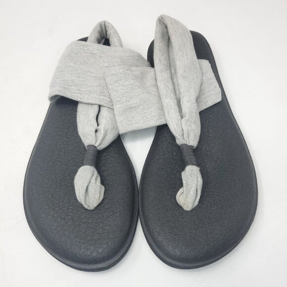 Sanuk Yoga Sling 2 Flip Flops Thong Sandals Womens 7 Gray Slingback Memory Foam - Picture 5 of 7